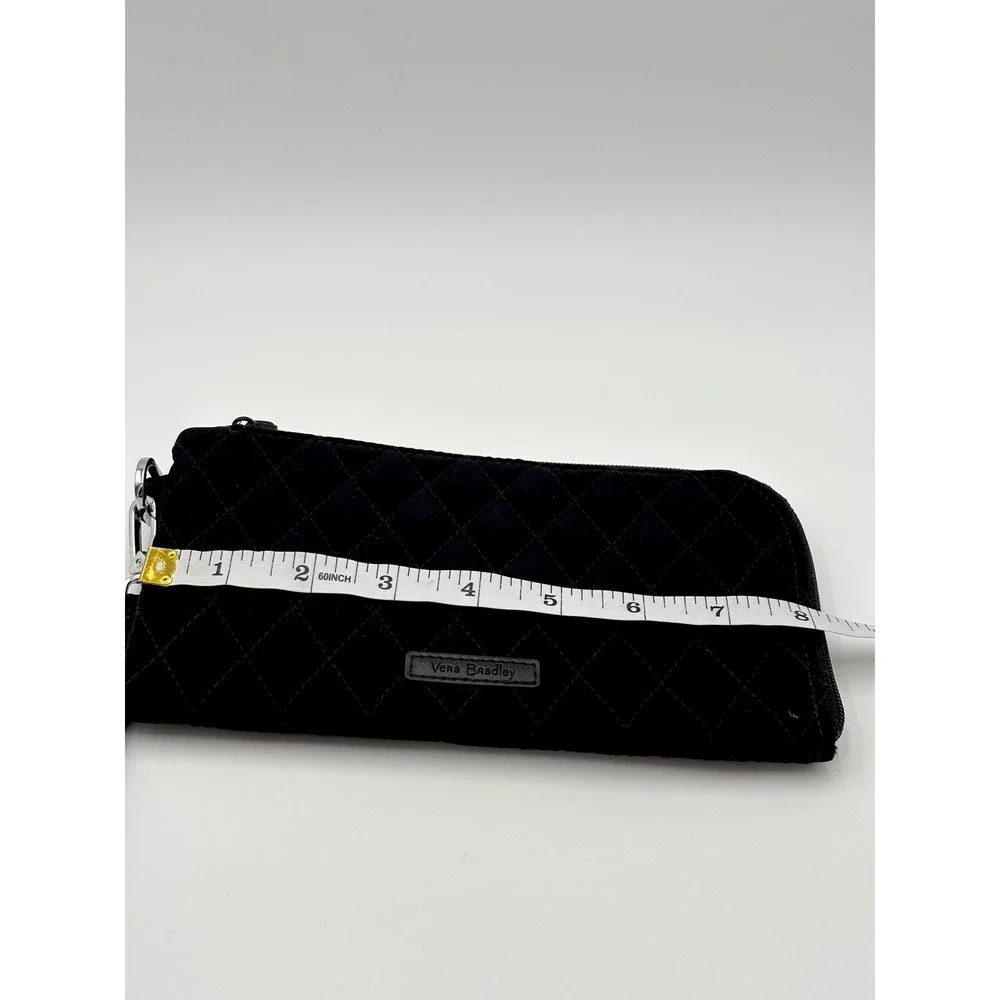 Vera Bradley Black Quilted Cotton Wristlet‎ Wallet Rose Floral Lining ID Window
